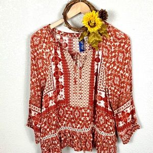 🍾🌻Host Pick!!🌻🍾 Francesca Ruffle Boho Blouse